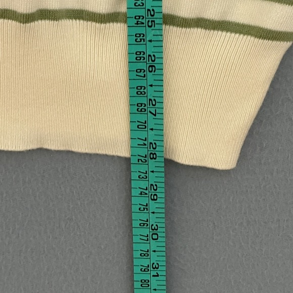 Feraud Limited Edition Mens Sweater Ivory Green Striped Pullover Classic Preppy - Picture 8 of 12